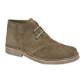 Khaki - Front - Roamers Mens Real Suede Round Toe Unlined Desert Boots