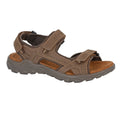Brown - Front - Roamers Mens Leather Flat Sports Sandals