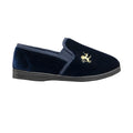 Navy Blue - Back - Sleepers Kids Boys Kyle Lion Motif Twin Gusset Slippers