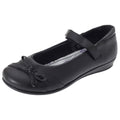 Black - Back - US Brass Girls Drizzle Touch Fastening Return Bar Shoes