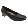 Black - Front - Mod Comfys Womens-Ladies Plain Leather Court Shoes