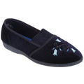 Navy Blue - Front - Sleepers Womens-Ladies Inez Gusset Throat Patterned Slippers