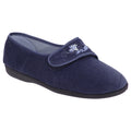 Navy Blue - Front - Sleepers Womens-Ladies Jolene Touch Fastening Embroidered Slippers