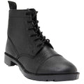 Black - Front - Grafters Mens 6 Eye Grain Leather Cadet Boots