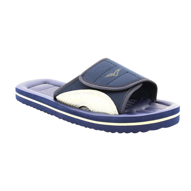 Navy Blue-Grey - Back - PDQ Mens Surfer Touch Fastening Beach Mule Pool Shoes