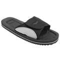 Black-Grey - Back - PDQ Mens Surfer Touch Fastening Beach Mule Pool Shoes