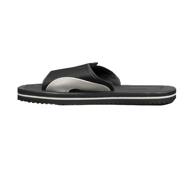 Black-Grey - Side - PDQ Mens Surfer Touch Fastening Beach Mule Pool Shoes