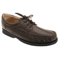 Brown - Front - Roamers Mens Canoe Front Apron Tie Softie Leather Shoes