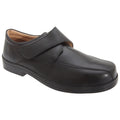 Black - Front - Roamers Mens XXX Extra Wide Touch Fastening Tramline Casual Shoes