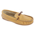 Tan - Front - Mokkers Mens Gordon Softie Leather Moccasin Slippers