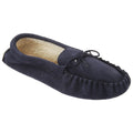 Navy Blue - Front - Mokkers Mens Jake Real Suede Moccasin Slippers