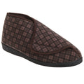 Brown - Front - Comfylux Mens James Check Boot Slippers