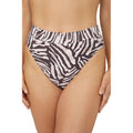 White-Brown - Front - Gorgeous Womens-Ladies Zebra Print Mid Rise Bikini Bottoms