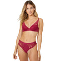 Dark Red - Front - Gorgeous Womens-Ladies Lace Recycled Thong