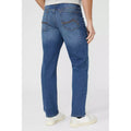 Blue - Back - Maine Mens Stone Wash Straight Jeans