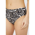 Black-White - Side - Debenhams Womens-Ladies Leopard Print Foldover Bikini Bottoms