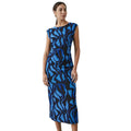 Blue - Front - Principles Womens-Ladies Ombre Ruched Side Midi Dress