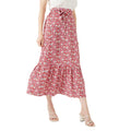 Red - Front - Maine Womens-Ladies Floral Tiered Midi Skirt