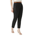 Black - Front - Maine Womens-Ladies Belted Belt Slim Trousers