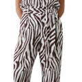 Brown - Side - Principles Womens-Ladies Zebra Print Belt Wide Leg Trousers