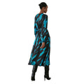 Teal - Back - Principles Womens-Ladies Abstract Belt Long-Sleeved Midi Dress