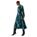 Teal - Front - Principles Womens-Ladies Abstract Belt Long-Sleeved Midi Dress