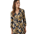 Chartreuse - Lifestyle - Principles Womens-Ladies Floral Ruched Midi Dress