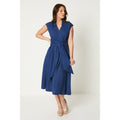 Blue - Front - Principles Womens-Ladies Belted Linen Blend Midi Dress