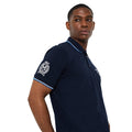 Navy - Side - Maine Mens Tipped Badge Polo Shirt