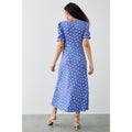 Blue - Back - Dorothy Perkins Womens-Ladies Spotted V Neck Short-Sleeved Midi Dress
