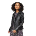 Black - Front - Dorothy Perkins Womens-Ladies Faux Leather Tall Biker Jacket