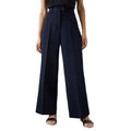 Navy - Front - Dorothy Perkins Womens-Ladies High Waist Petite Wide Leg Trousers