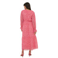 Pink - Back - Dorothy Perkins Womens-Ladies Floral Chiffon Ruffle Neck Midi Dress