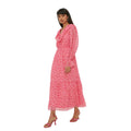 Pink - Front - Dorothy Perkins Womens-Ladies Floral Chiffon Ruffle Neck Midi Dress