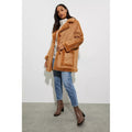 Toffee - Close up - Dorothy Perkins Womens-Ladies Luxe Faux Fur Trim Suedette Coat