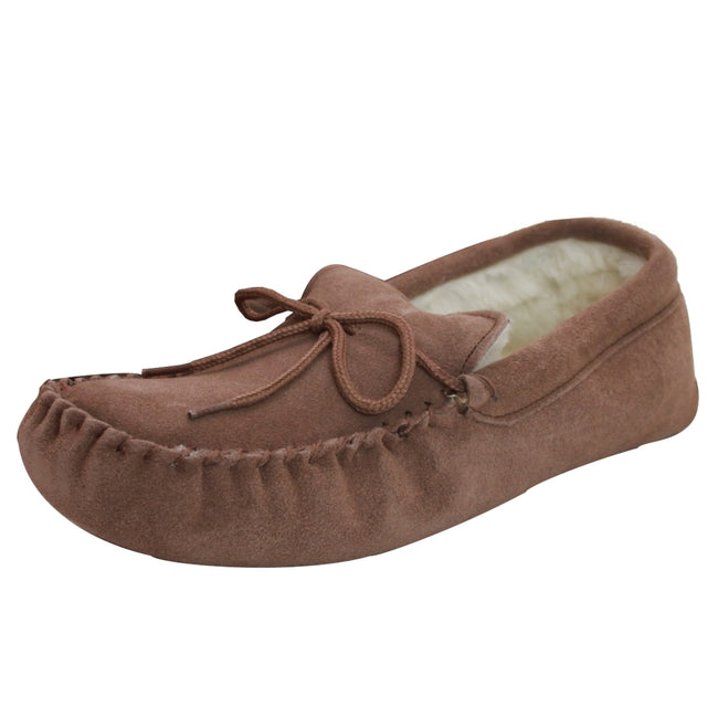 Camel - Front - Eastern Counties Leather Unisex Wool-blend Soft Sole Moccasins