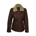 Brick Forest - Front - Eastern Counties Leather Womens-Ladies Hillary Aviator Sheepskin Coat