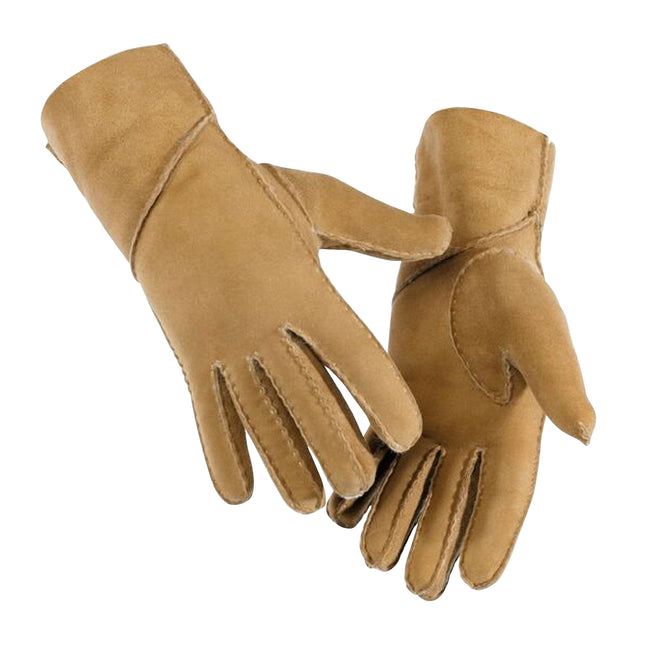 Tan - Front - Eastern Counties Leather Womens-Ladies Long Cuff Sheepskin Gloves