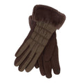 Brown - Front - Eastern Counties Leather Womens-Ladies Giselle Faux Fur Cuff Gloves