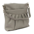 Light Grey - Side - Eastern Counties Leather Womens-Ladies Leona Ruched Leather Handbag