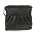 Black - Front - Eastern Counties Leather Womens-Ladies Leona Ruched Leather Handbag