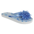 Blue - Front - Sand Rocks Childrens Girls 3D Flower Flip Flops