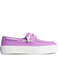 Purple-White - Side - Sperry Womens-Ladies Bahama 2.0 Boat Shoes