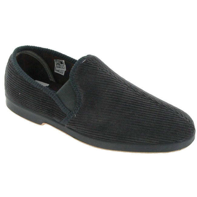 Grey - Front - GBS Exeter Mens Twin Gusset Slipper - Mens Slippers