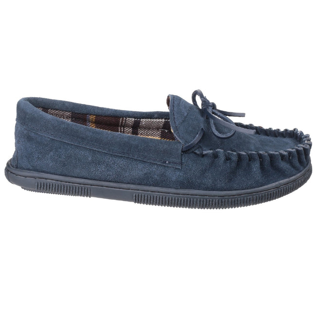 Navy - Back - Cotswold Suede Alberta Slipper - Mens Slippers