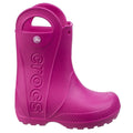 Candy Pink - Side - Crocs Childrens-Kids Handle It Wellington Boots