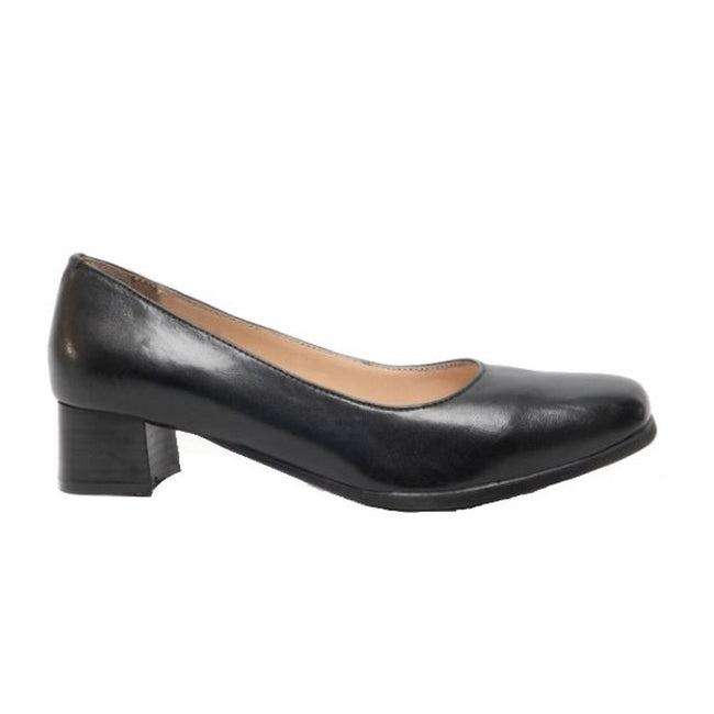 Black - Back - Amblers Walford Ladies Leather Court - Womens Shoes