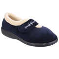 Navy - Front - Fleet & Foster Womens-Ladies Capa Floral Touch Fasten Slippers