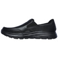 Black - Side - Skechers Mens Leather Flex Advantage SR - Bronwood Slip On Shoes
