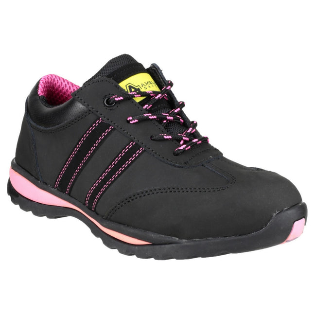 Black - Side - Amblers Steel FS47 S1-P Trainer - Womens Shoes - Safety Shoes